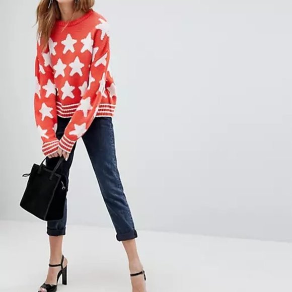 ASOS Sweater In Star Pattern - Size US 4 - Picture 2 of 5